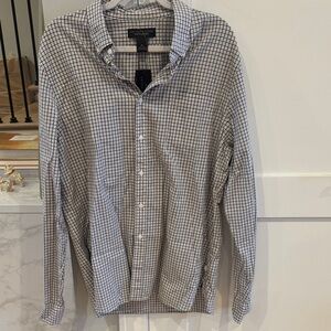 Bloomingdale's Black and White Checkered Men's Shirt